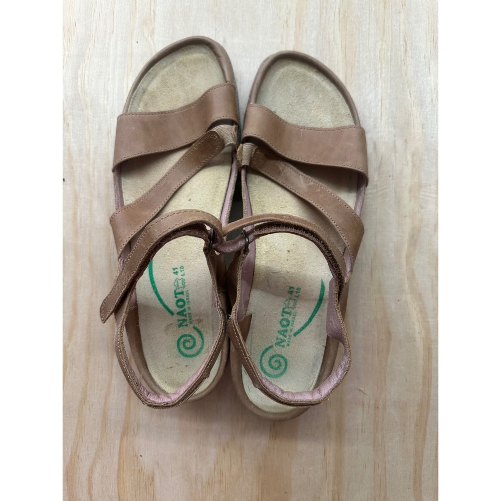 Naot Women Brown Leather Anatomic Strappy Sandals Size 41 10M Made in Israel